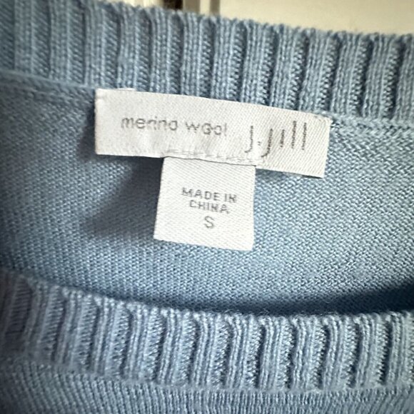 J Jill Sweater Womens Small‎ Light Blue Merino Wool Long Sleeve Round Neck - Picture 3 of 7